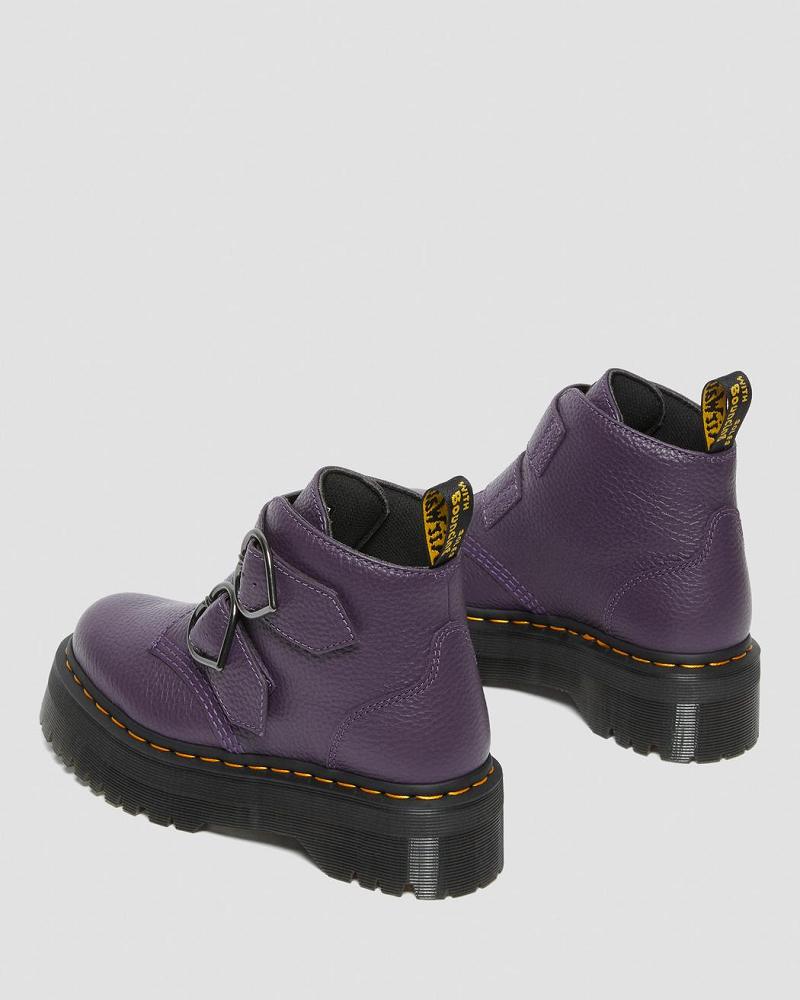 Botas Plataforma Dr Martens Devon Heart Cuero Mujer Morados | MX 544GSO